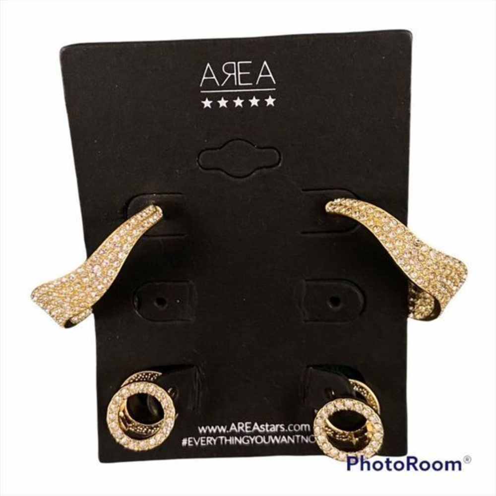 🌿4/$35🌿NWT AREA‎ Gold Diamond Earrings (2 Pairs)